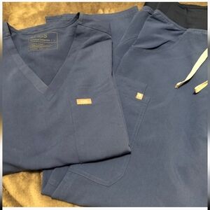Figs Womens Scrub Set Blue L/LP